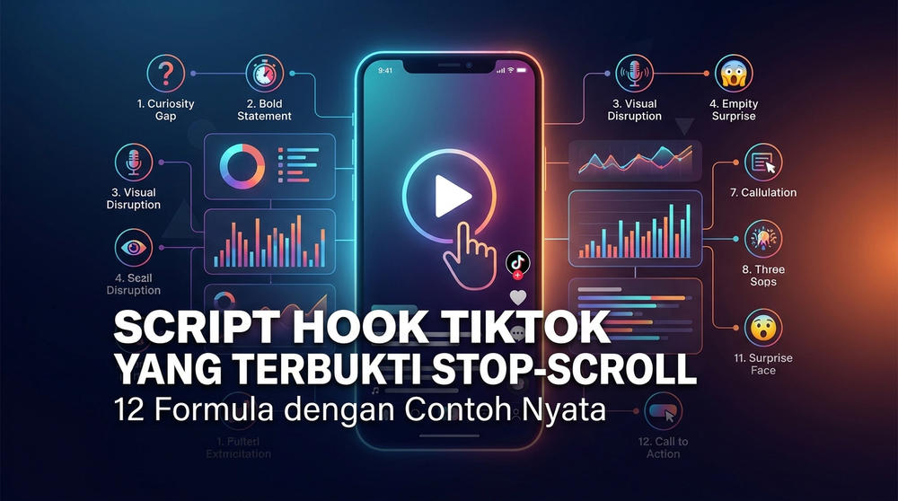 Script Hook TikTok yang Terbukti Stop-Scroll: 12 Formula dengan Contoh Nyata