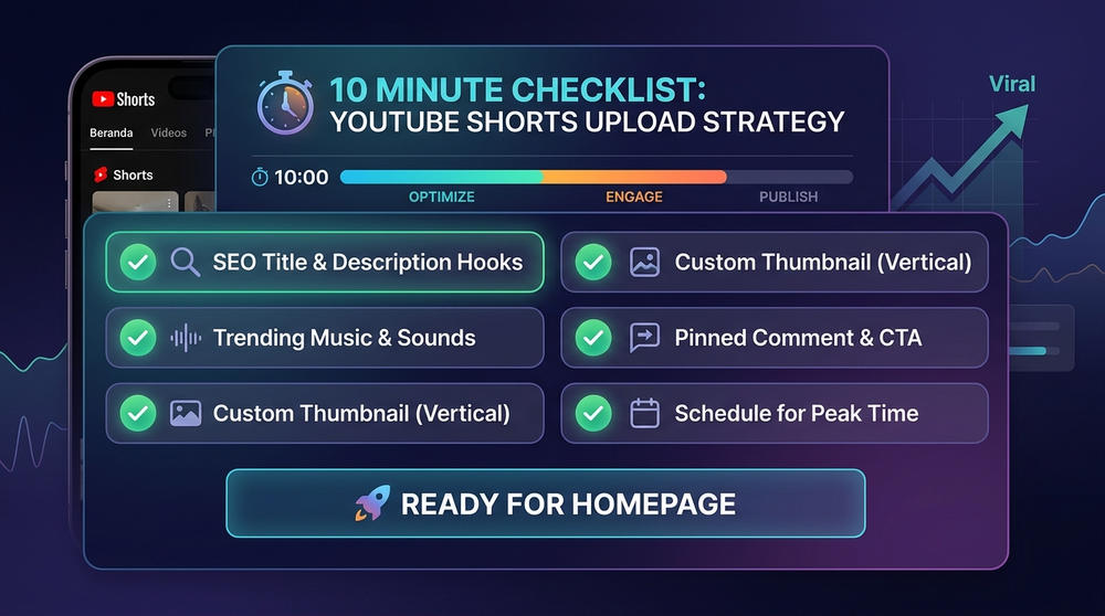 Checklist Upload YouTube Shorts: Strategi 10 Menit Masuk Beranda