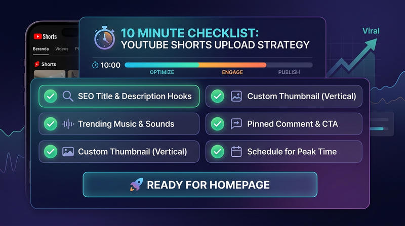 Ilustrasi Checklist Upload YouTube Shorts