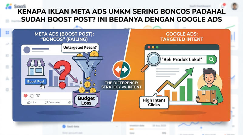 Ilustrasi iklan meta ads umkm boncos penyebab